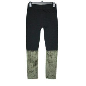 Coco Limon Women's Leggings With Fur Leg Warmers One Piece Black Green L/XL NEW